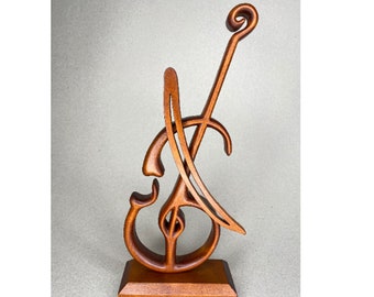 Linden violin, Wooden sculpture gift Idea for music lover,  Musical Instrument, Unique musician teacher gift Idea, Hand carved violin 12 inc