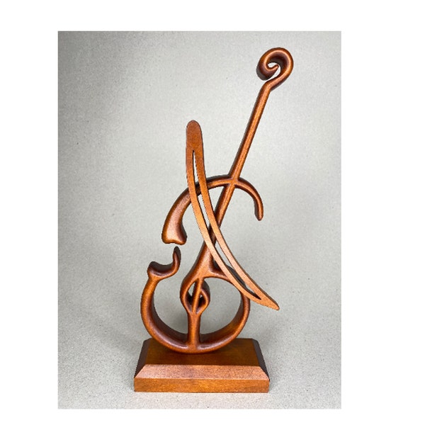 Linden viool, houten sculptuur cadeau idee voor muziekliefhebber, muziekinstrument, unieke muzikant leraar cadeau idee, handgesneden viool 12 inc