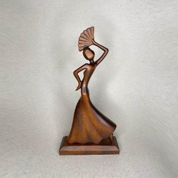 Flamenco, ballerine, élégante sculpture en bois sculptée à la main
