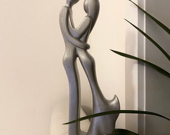 Wooden Couple Statue, 5th Anniversary Gift, Handcarved Linden Wood Sculpture