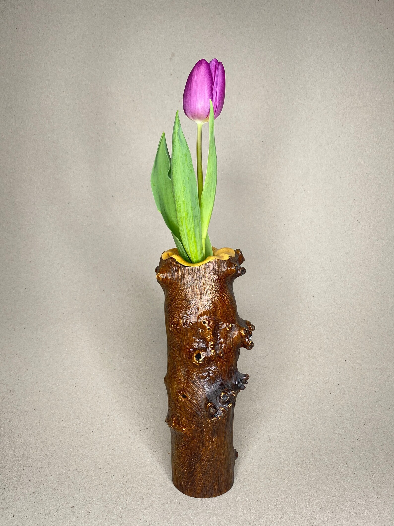 Natural Wood Vase, 24cm High, a Unique Vase for Any Occasion Etsy