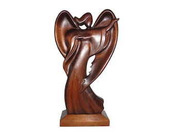 Carved Linden Wood Angel Figurine, Religious Sculpture, Home Decor