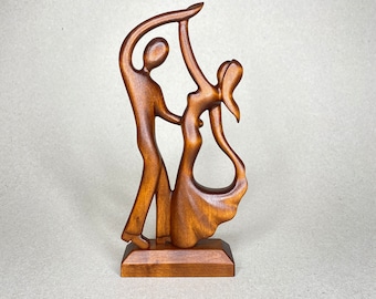 Handcarved wood sculpture Tango, dancing couple statue, wedding gift, 5th anniversary gift