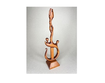 Handmade Linden Wood Guitar Sculpture, Music Lover Gift