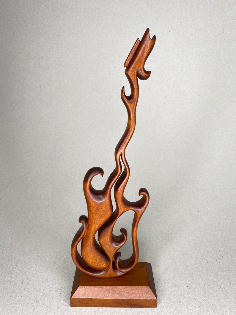 Guitar Sculpture, Wooden Guitar Figurines on Stand, Wooden Art Gift for