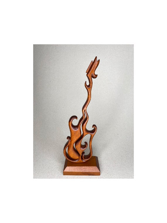 Handmade Linden Wood Guitar Sculpture, Music Lover Gift