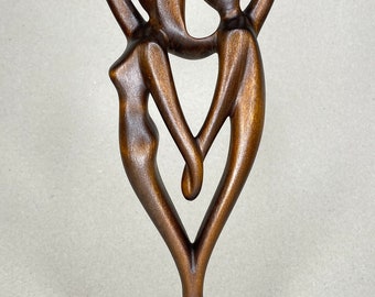 Personalized Linden Wood Couple Statue, Anniversary Gift