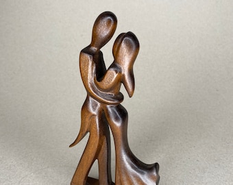 Linden Wood Dancing Couple Sculpture, Dance Teacher Gift