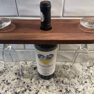 Walnut Wine/Champagne Bottle and Glasses Display