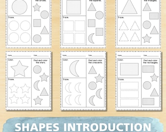 Shapes Introduction Trace Worksheets | Preschool & Kindergarten Geometry Printable | Early Math Tracing Activity PDF