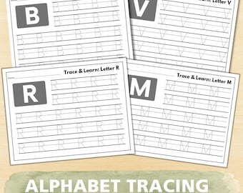 Alphabet Tracing Worksheets A-Z: Handwriting Practice (Digital Download)