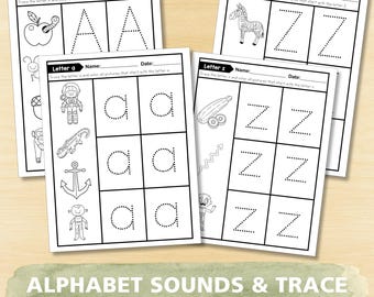 Alphabet Trace and Color Worksheets A–Z | Letter Recognition & Phonics | Preschool Pre-K Kindergarten Printable PDF