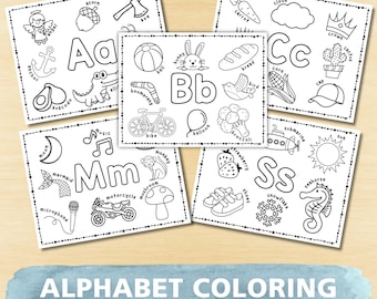 ABC Coloring Pages: Preschool Alphabet Worksheets (Digital Download)