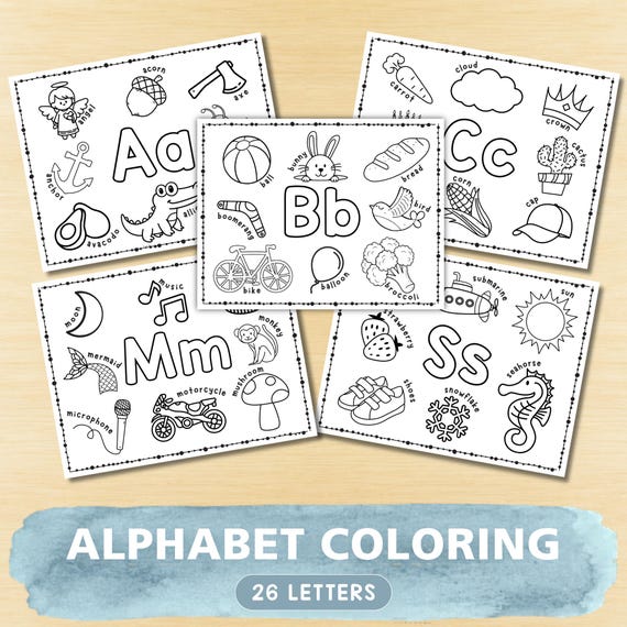 ABC Coloring Pages: Preschool Alphabet Worksheets (Digital Download)