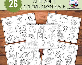 ABC Coloring Pages: Preschool Alphabet Worksheets (Digital Download)