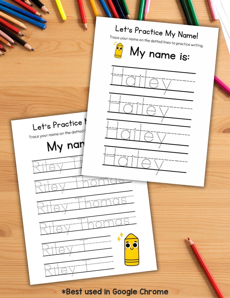 Preschool Custom PDF Name Tracing Worksheets - Etsy