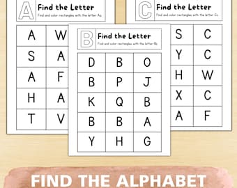 Alphabet Find the Letter Worksheets A–Z | Uppercase & Lowercase Recognition | Preschool Kindergarten Printable PDF