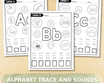 Beginning Sound Worksheets for Kindergarten + Preschool | Alphabet Tracing, Writing, and Coloring Activities