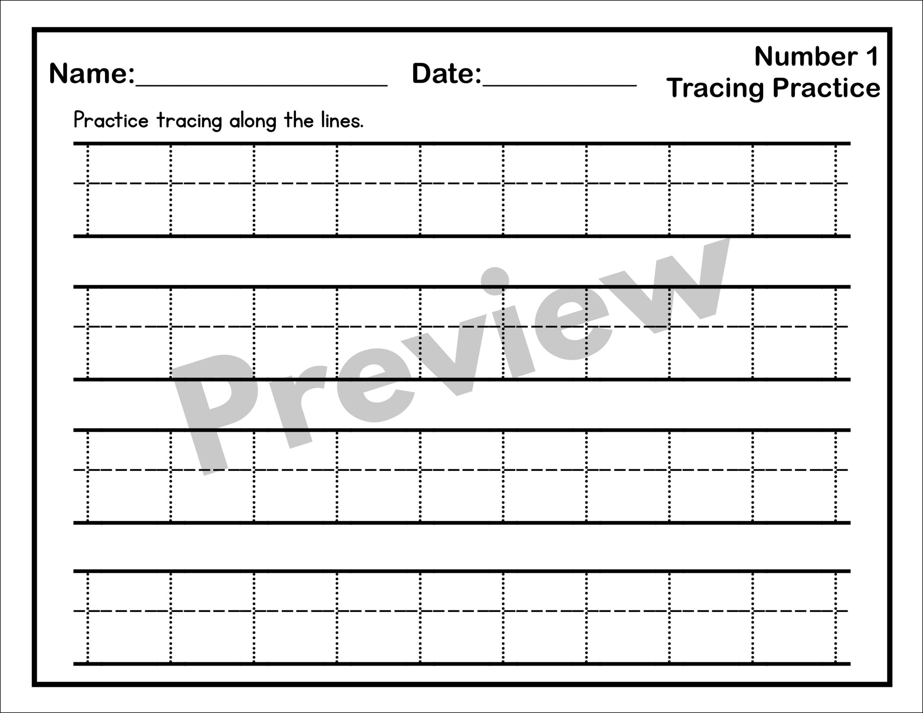 Number Trace 1–20 Worksheets | Preschool & Kindergarten Counting ...