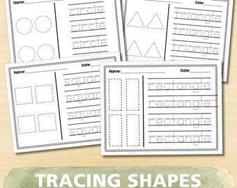 Tracing Shapes Worksheets | Preschool & Kindergarten Geometry Printable | Learn Shape Names PDF