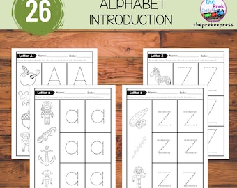 Alphabet Trace and Color Worksheets A–Z | Letter Recognition & Phonics | Preschool Pre-K Kindergarten Printable PDF