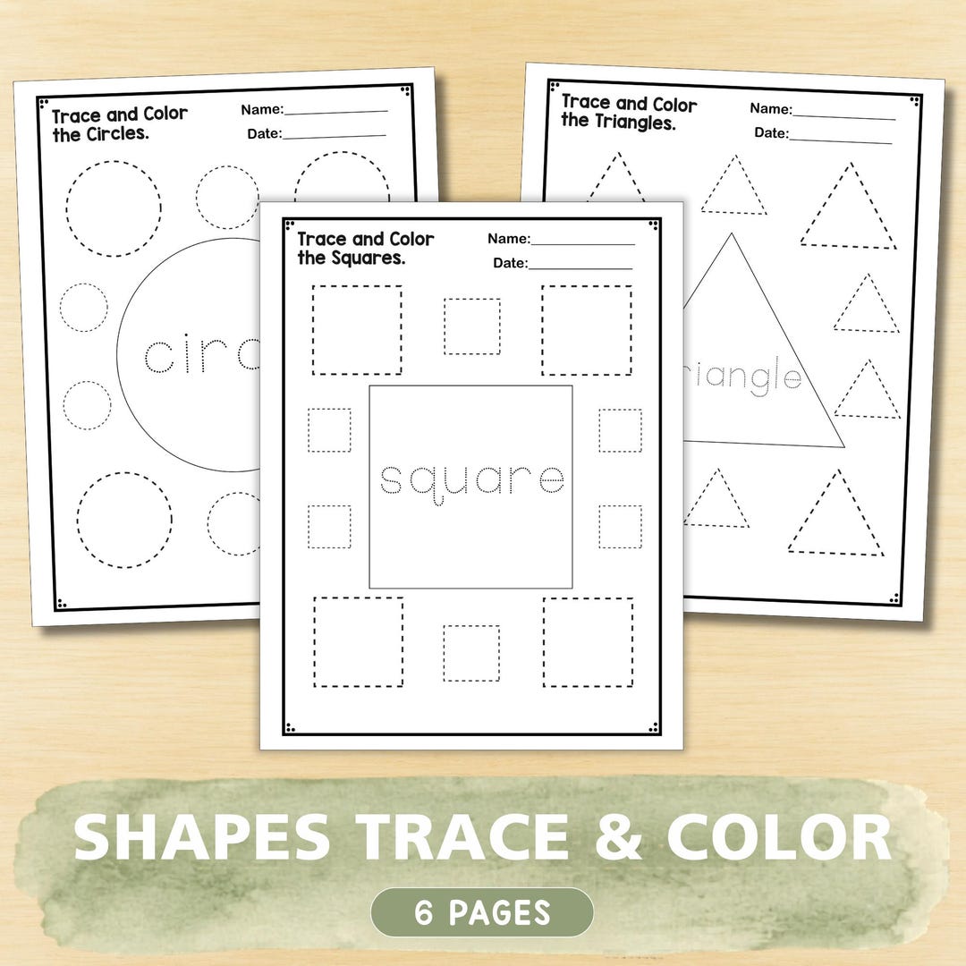 2D Shapes Trace & Color Worksheets: Preschool Geometry Activity (PDF ...