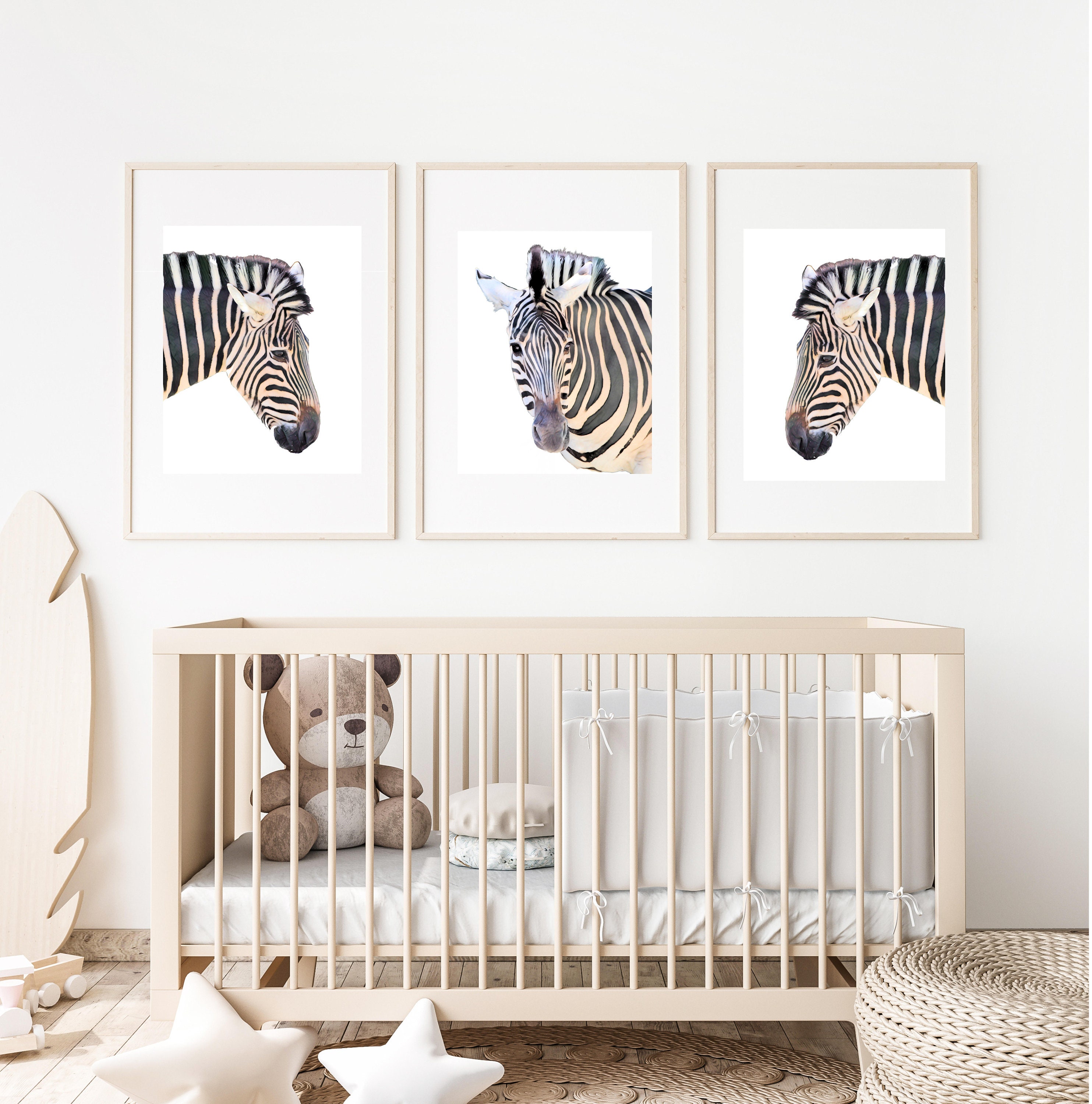 Nursery Safari Wall Art, Set of 3 Prints, Baby Room, Child Room