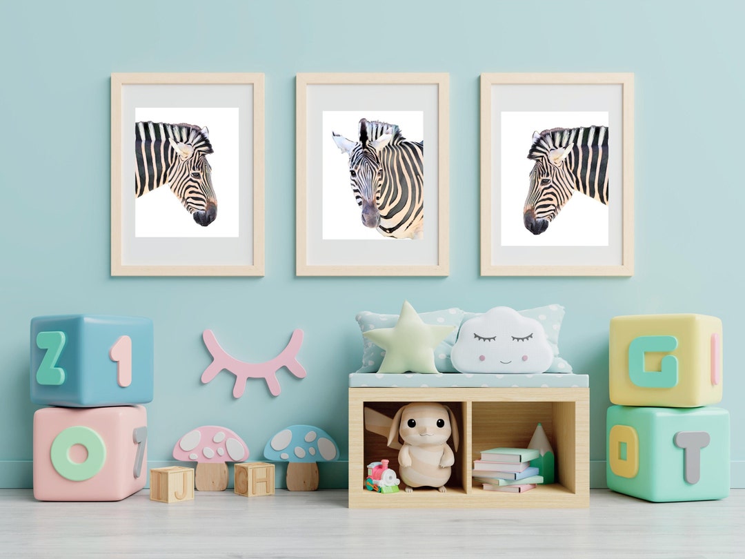 Nursery Safari Wall Art, Set of 3 Prints, Baby Room, Child Room