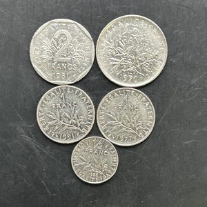 Beautiful Vintage Lot of 5 France Coins