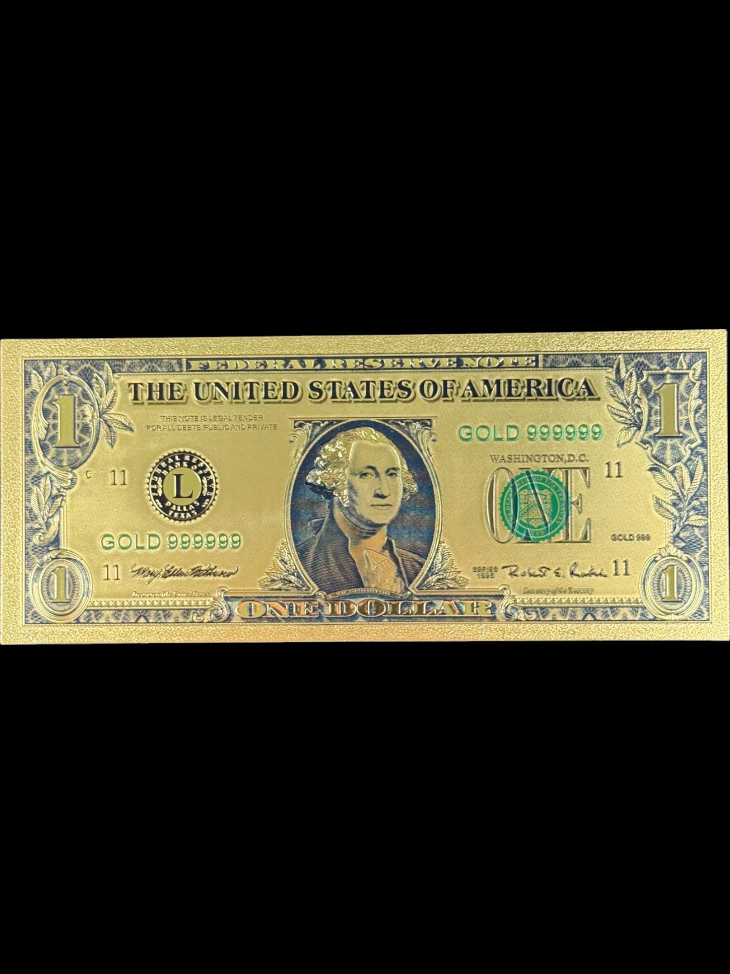 One Dollar Gold Foiled Bill