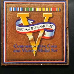 Beautiful 1991-1995 WW II 50th Anniversary Coin and Victory Medal Set & COA