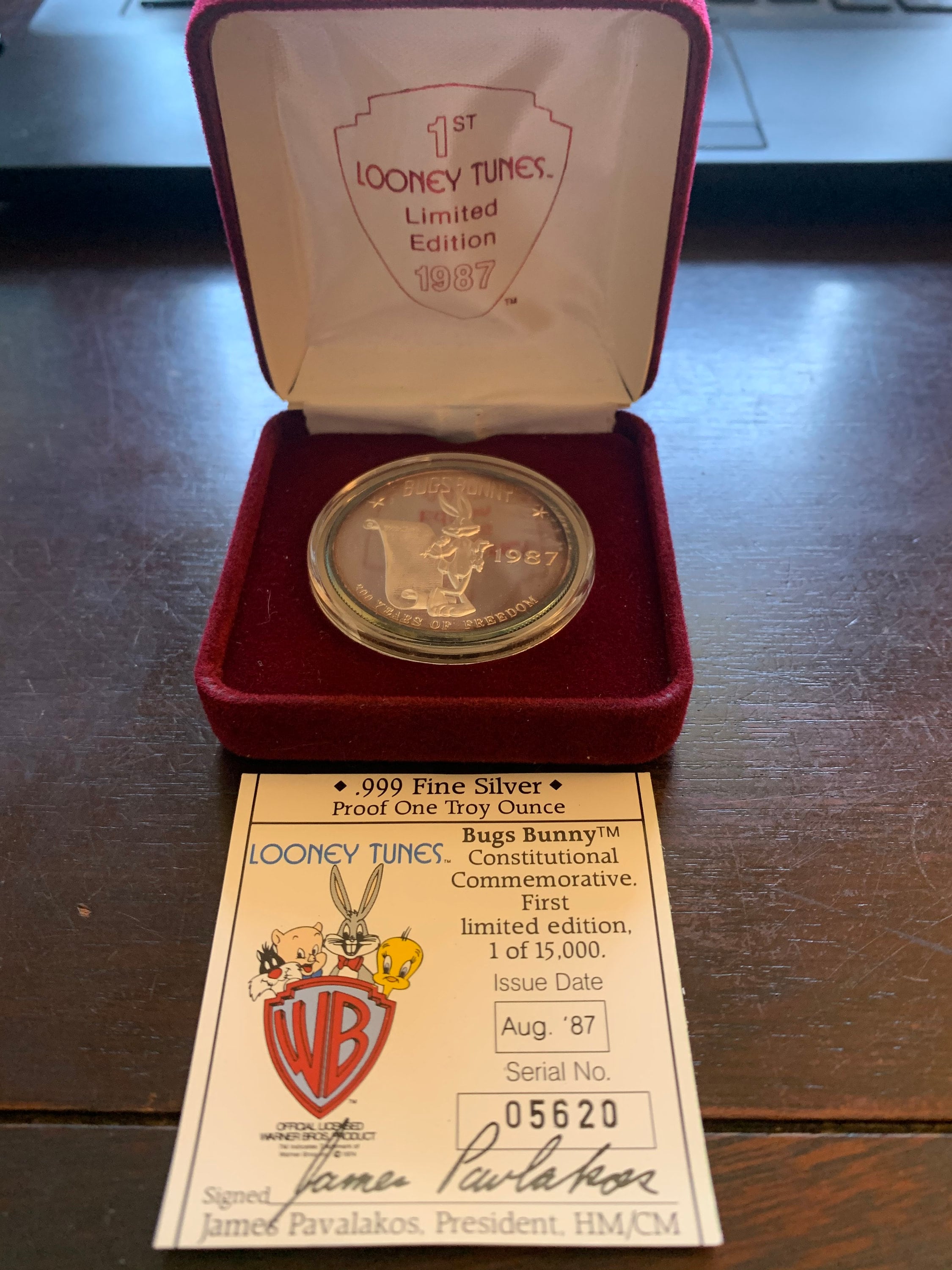 1987 Looney Tunes 1 Troy Oz .999 Fine Silver Coin - Bugs Bunny - Orig Box  COA Free Shipping !!!! - Etsy