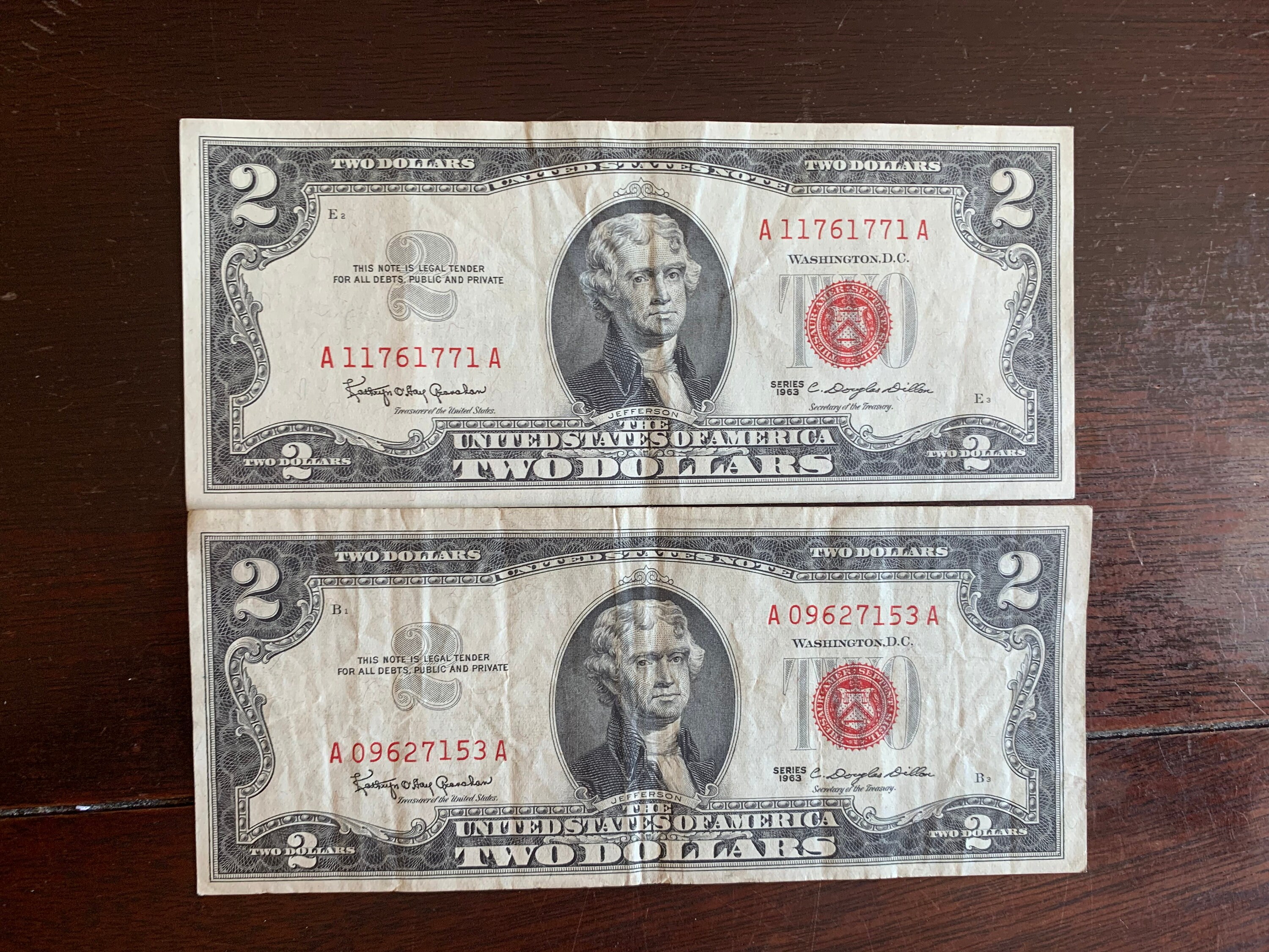 Vintage 1963 2 Dollar Bill Red Seal United States Note - Etsy
