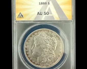 1888 Morgan Silver Dollar Graded AU 50 ANACS