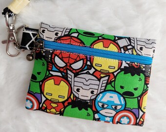 Iron man Thor marvel comic handmade fabric coin change purse zipper pouch