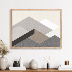 Large Abstract Mountain Art, Minimalist Scandinavian Wall Art, Mountain Painting, Collage Art, Modern Mountain Art, Home Printable