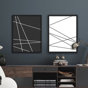 2 Piece Wall Art, Line Art, Black and White Wall Art, Large Wall Art, Minimalist Art, Modern Wall Decor, Printable Abstract