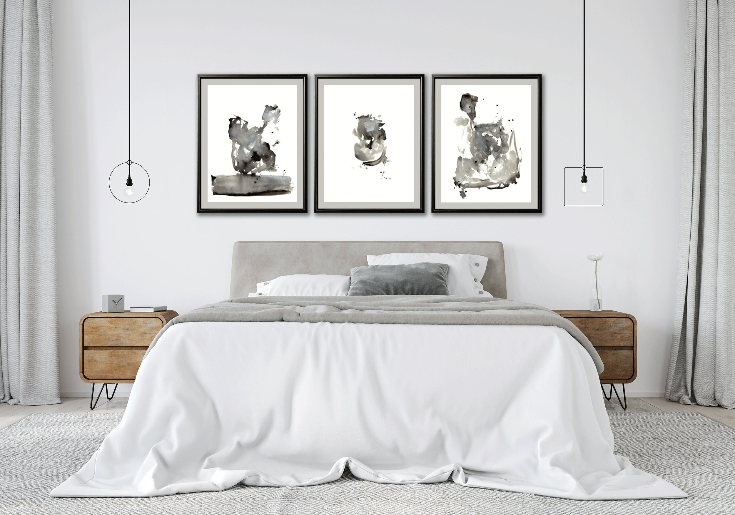 Set of 3 Prints, Abstract Watercolor Art Print Set, Modern Watercolor