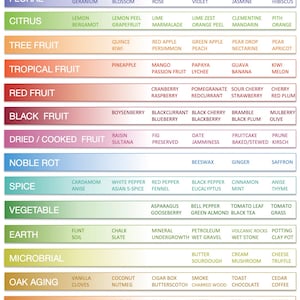 Gráfico de sabores de vino 8.5 x 11 DESCARGA INSTANTE