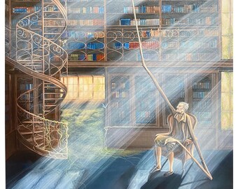 Surrealism Limited Edition Art Print - "The Keeper of Knowledge" - 17"x22"