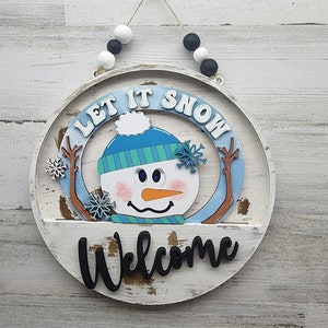 Let It Snow Interchangeable Sign Insert | Interchangeable Welcome Sign | Snowman Insert | Winter Insert