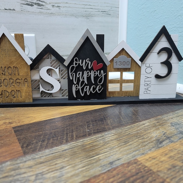 Standing Houses | Personalized Standing Houses | Small Houses Shelf Decor | Farmhouse Decor | Tabletop Standing Houses