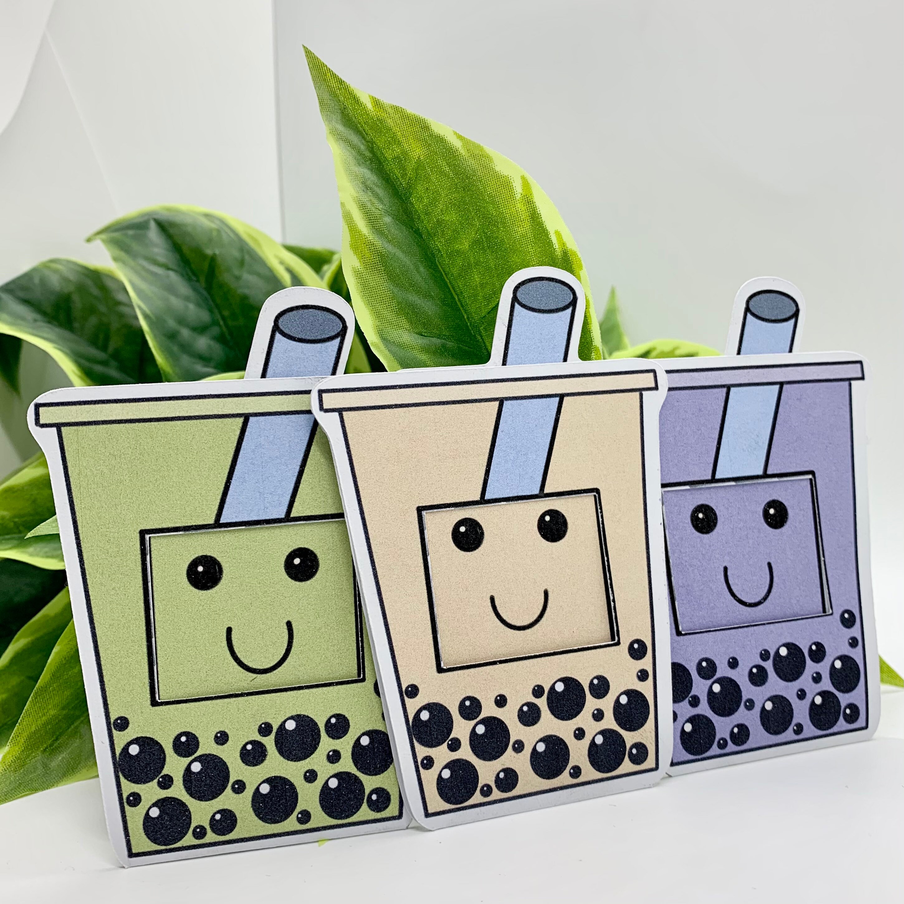 Pullout Boba Card Set Milk Tea Card Taro Boba Card Matcha Etsy