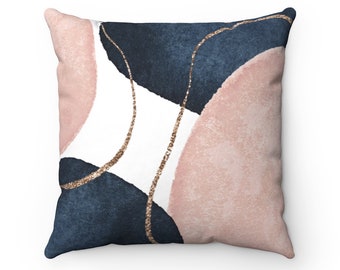 navy and blush throw pillows