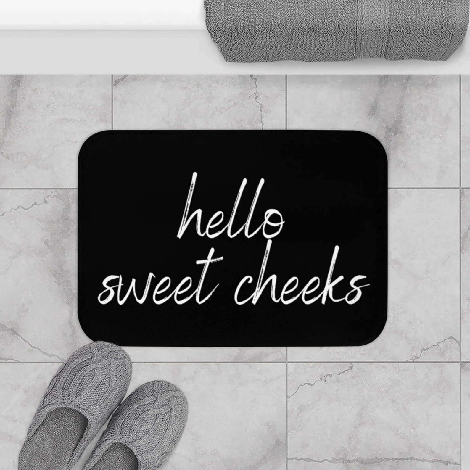 Hello Sweet Cheeks bath mat cute simple bathroom rug Black Etsy