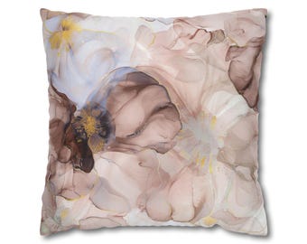 Kussensloop met abstracte bloemen: blushroze ombre aquarelaccent