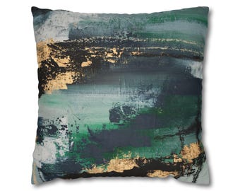 Abstracte kussensloop; Groen grijs, beige aquarel vierkante bankdecoratie decoratief accent