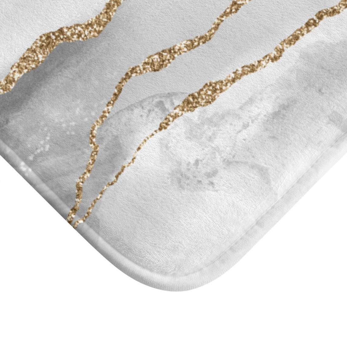 Bohemian bath mat and rug Gray White Ombre and Gold Agate Etsy