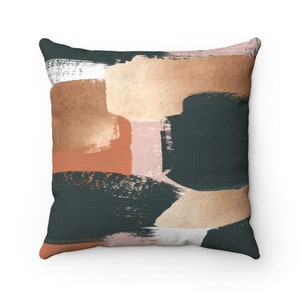 Abstract Throw Pillow Cover, Muted Gold Beige, Dark Grey, Square Decorative Modern Pillowcase, Living Room, Bedroom Decor, Housewarming Gift