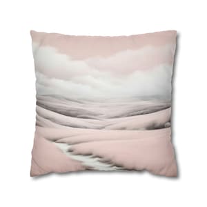 Abstract Throw Pillow | Pastel, Blush Baby Pink, White Nature Landscape | Watercolor Decorative  Pillow with Insert Living Room